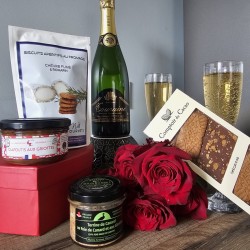 coffret cadeau saint valentin, Touraine Amboise, biscuit apéritif, terrine, chocolat à partager.