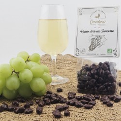 Sachet raisins d'Or bio confiserie artisanale Val de Loire raisins secs macérés Sancerre enrobage chocolat noir