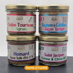 Gamme de tartinables de la mer Atelier Marot, fabrication artisanale, vente à l'unité