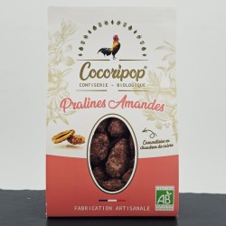 Sachet de pralines amandes bio Cocoripop dans son étui cadeau