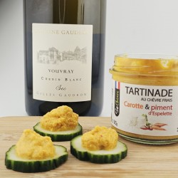 Tartinade chèvre carotte pot ouvert toasts concombre Vouvray