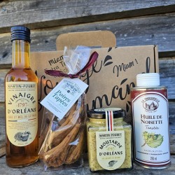 Panier cadeau poires tapées condiments