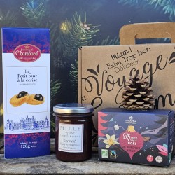 Thé noir Rêves de Noël en infusettes, confiture et petits fours du coffret