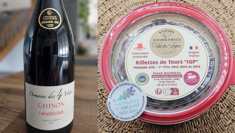 Chinon médaillé Grand Or et rillettes de Tours IGP médailles 2025-2026