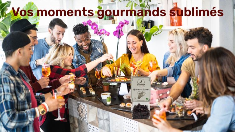 Apéritif convivial avec un sachet de Raisins d'Or Bio et un buffet salé.