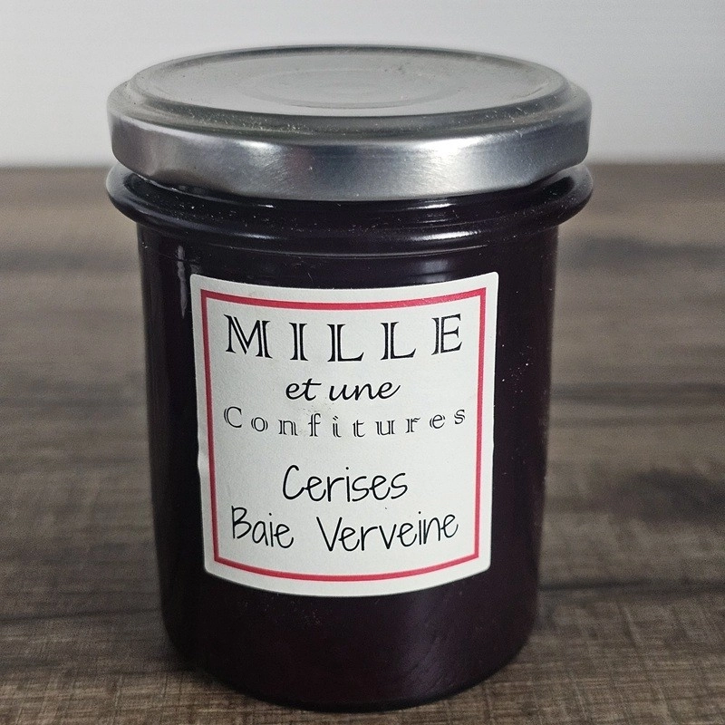 confiture artisanale extra, cerise, baie et verveine, 230g