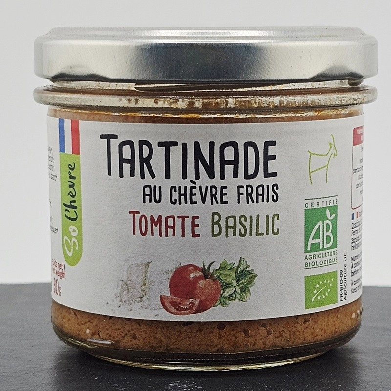 Pot de tartinade artisanale bio chèvre tomate et basilic - Le Cadeau Gourmand