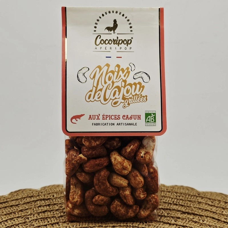 Sachet de noix de cajou grillés bio aux épices Cajun - Le Cadeau Gourmand