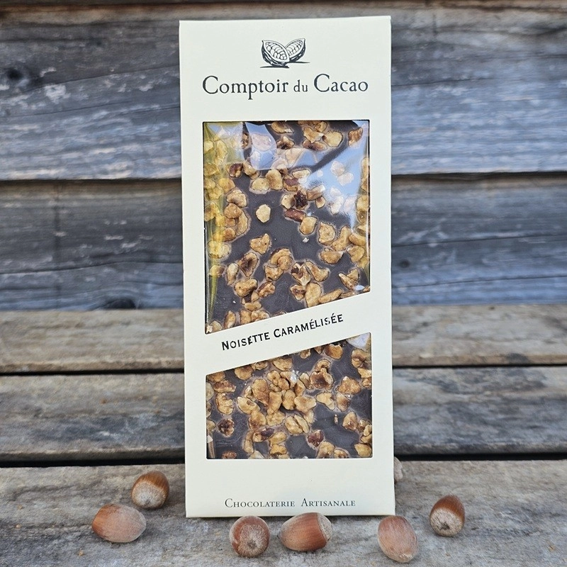 Chocolat noir artisanal noisettes caramélisées